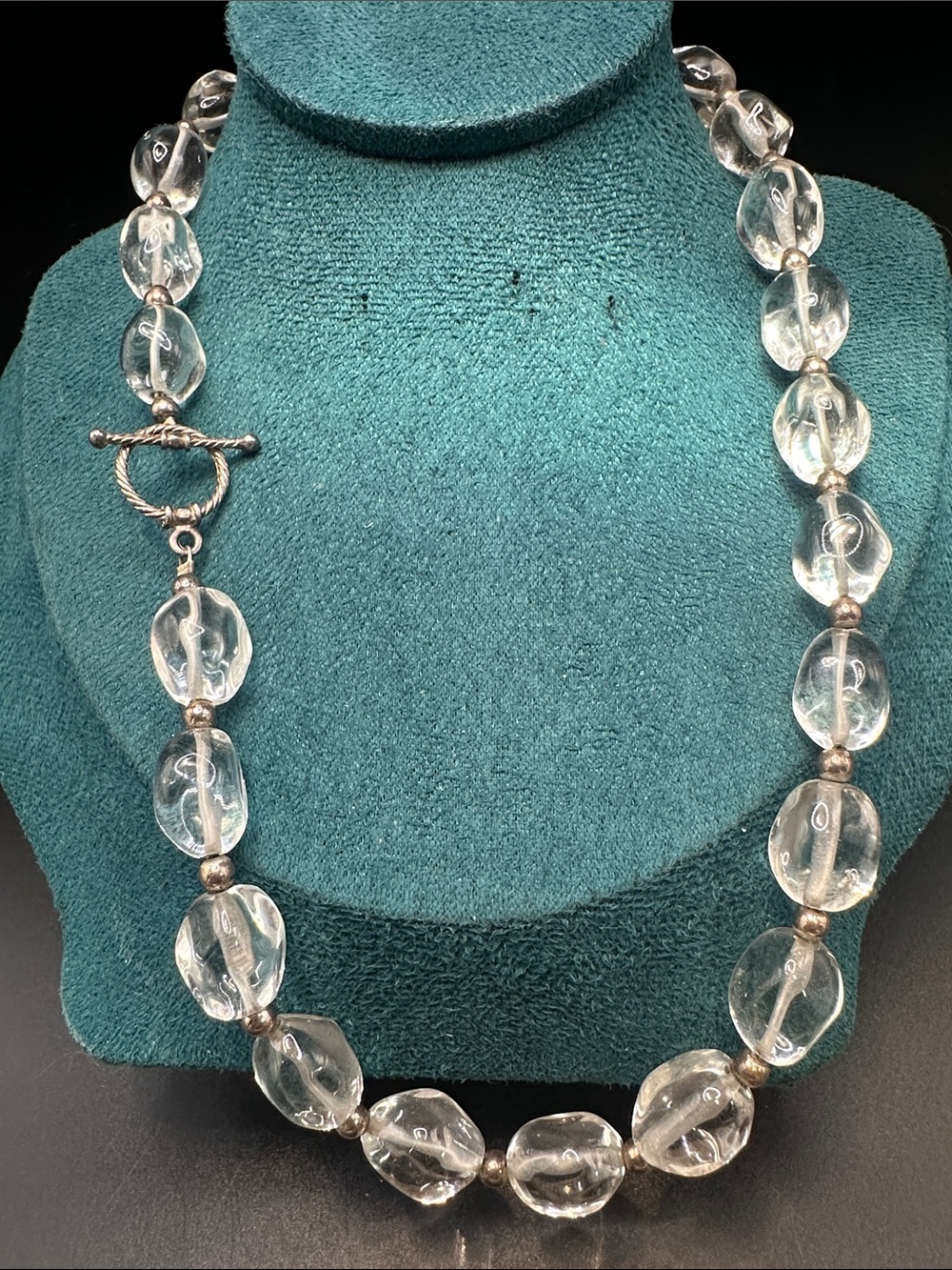 Clear Quartz Sterling 925 Toggle Necklace